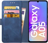 Rosso Element Book Case Wallet Hoesje Geschikt voor Samsung Galaxy A05 | Portemonnee | 3 Pasjes | Magneetsluiting | Stand Functie | Blauw