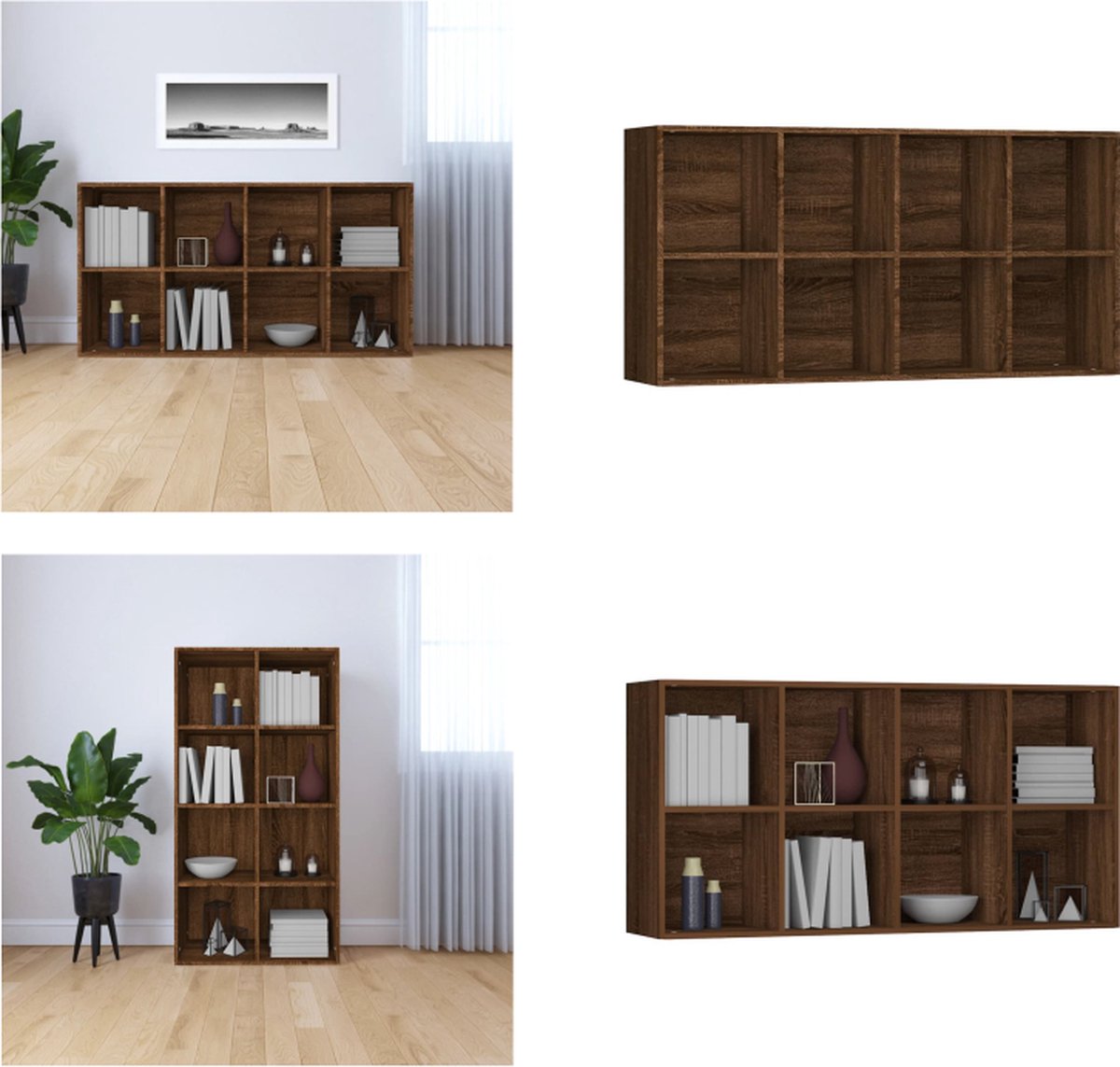 Boekenkast/dressoir 66x30x130 cm bewerkt hout zwart kopen