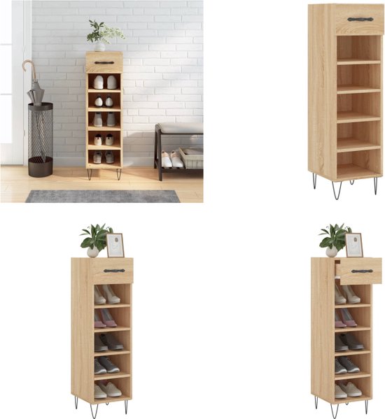 vidaXL Schoenenkast 60x35x70 cm bewerkt hout bruineikenkleurig, opbergrek voor schoenen, opbergstellage voor schoenen, schoenenordener vidaXL Schoenenkast 60x35x70 cm bewerkt hout bruineikenkleurig, opbergrek voor schoenen, opbergstellage voor schoenen, schoenenordener