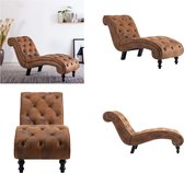 vidaXL Chaise longue kunstsuède bruin - Chaise Longue - Chaise Longues - Loungestoel - Loungestoelen