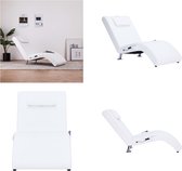 vidaXL-Massage-chaise-longue-met-kussen-kunstleer-wit - Chaise Longue - Chaise Longues - Ligstoel - Ligstoelen