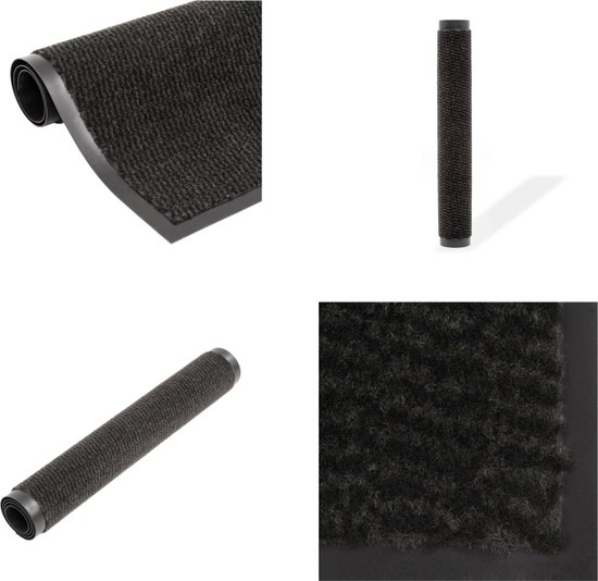 vidaXL Droogloopmat rechthoekig getuft 60x90 cm zwart - Deurmat - Deurmatten - Droogloopmat - Droogloopmatten