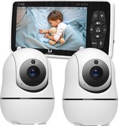 MasonPro Babyfoon - Babyfoon met 2 Camera's – Baby Monitor - Hondencamera - Huisdiercamera - Op Afstand Bestuurbaar - Temperatuursensor - Uitbreidbaar Tot 4 Camera's - Terugspreekfunctie - Video & Audio – Baby Camera - 5.0 Inch Scherm