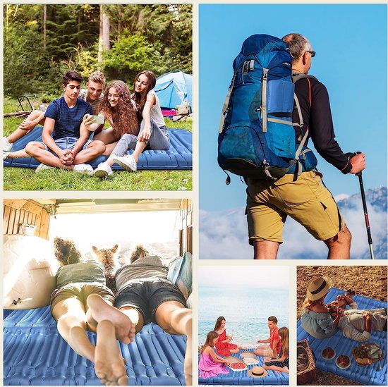 ONF3 - Campingmat - Zelfopblaasbaar - Upgrade slaapmat met kussen - Blauw - Outdoor mat voor wandelen - Geschikt voor tent en strand van Merkloos — afbeelding 2