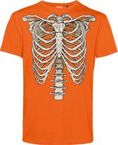 T-shirt Skelet | Carnavalskleding heren | Carnaval Kostuum | Foute Party | Oranje | maat L