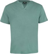 Linen Blend T-shirt SS Mannen - Donker Groen - Maat XXL