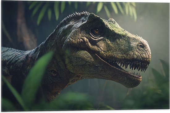 Vlag - Dinosaurus - Bos - Groen - 60x40 cm Foto op Polyester Vlag