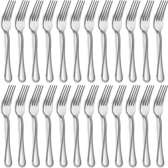 TAN REN Bestekset, zwart, 4 personen, 24-delige roestvrijstalen bestekset met steakmes, elegant eetbestek met mes, vork, lepel, tafelbestek voor keuken en restaurant