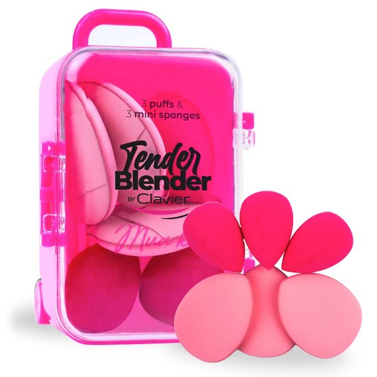 Poweder Puff Roses Clavier Beauty Blender & Powder Puff - 6 Stuks - Rose - 3 x Mini Powder ...