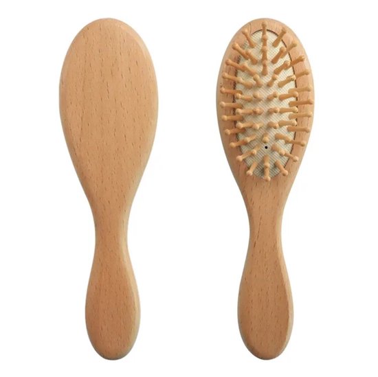 3-Delig Babyborstel Set - Houten massageborstel en Kam - Baby en Peuter van Hibaby — afbeelding 2