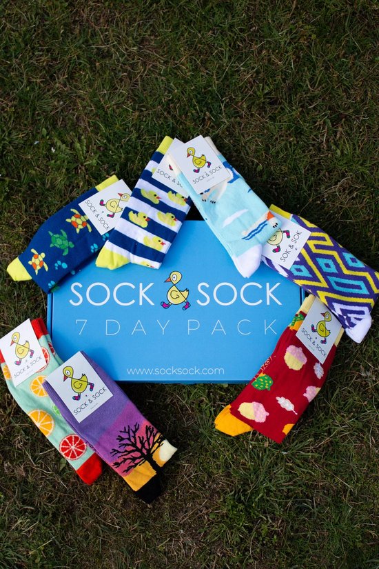 Surprise Box 7 Paar | 7 day pack | 7 paar sokken | Leuk als cadeau | Multi-color | Maat 36-40 | Herensokken en damessokken | Leuke, grappig sokken | Funny socks that make you happy | Sock & Sock