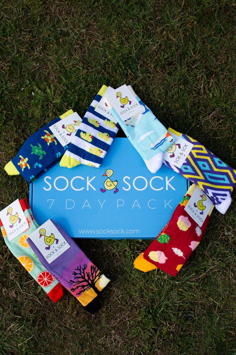 TIJDELIJK 60% KORTING! | Surprise Box 7 Paar | 7 day pack | 7 paar sokken | Leuk als cadeau | Multi-color | Maat 36-40 | Herensokken en damessokken | Leuke, grappig sokken | Funny socks that make you happy | Sock & Sock - Sock & Sock