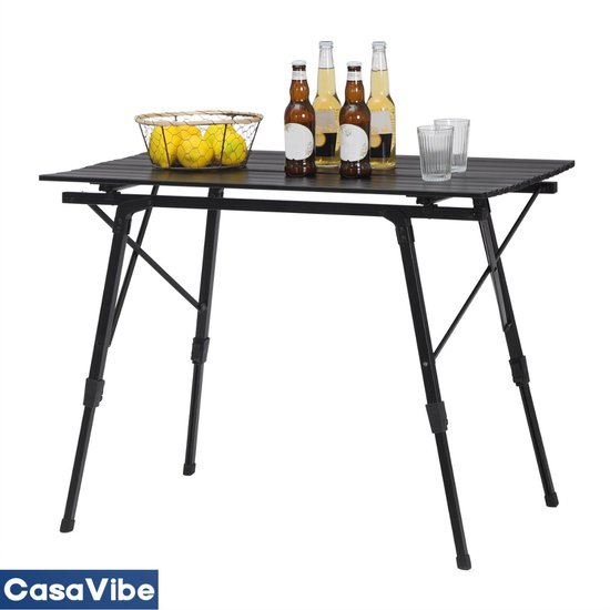 CasaVibe Vouwtafel - Inklapbare tafel - Opvouwbare Tuintafel - Klaptafel - Campingtafel - Tafel buiten - Zwart