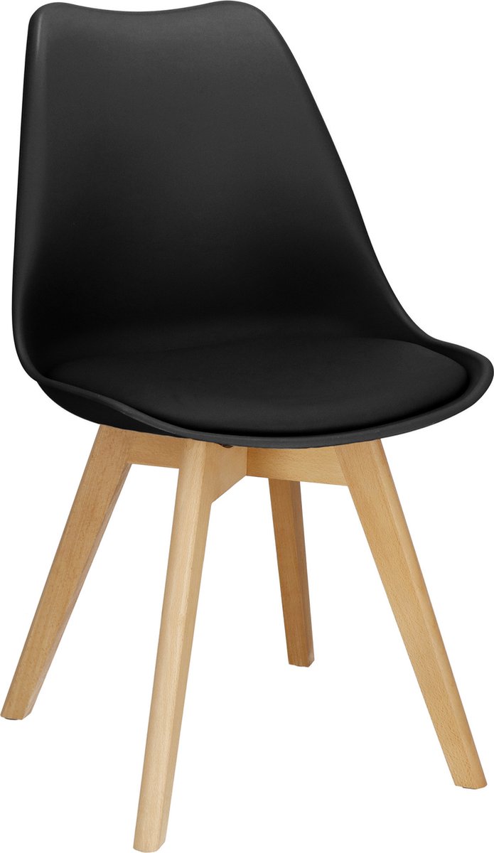 Springos Eetkamerstoel - Gestoffeerd - Zwart - 82 x 44,5 x 41 CM