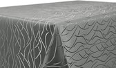 Tafelkleed damaststrepen - strijkvrij tafelkleed - vlekafstotend, onderhoudsvriendelijk tafellinnen - tafelzeil, rechthoekig 130x220 cm, grijs