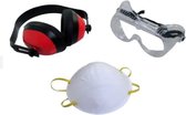 Meistercraft bouw veiligheidssetje, bril, oorkleppen en mondmasker