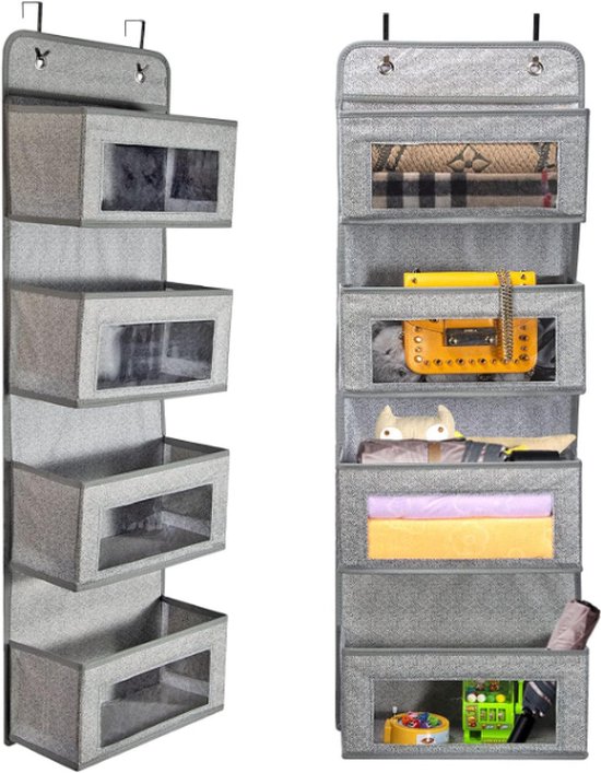 2 Pièces Sac De Rangement Suspendu, Organiseur à Suspendre Avec 5 Compartiments Organisateur Toile Pliable Tenture Murale Avec 2 Crochets 98213676