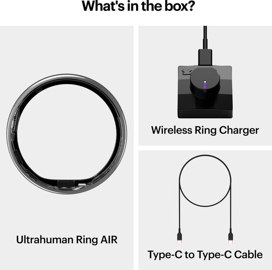 Ultrahuman Ring Air - Smart Ring - Slaap & Fitnesstracker - Unisex voor Mannen & Vrouwen - Geen Appkosten (Standaardfuncties) - Tot 6 Dagen Batterijduur - Mat Grijs - Maat 9