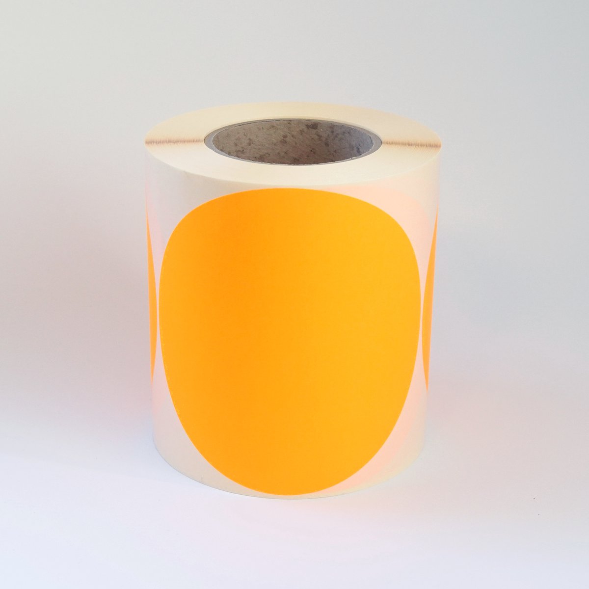 Blanco Stickers op rol 150mm rond - 500 etiketten per rol - Oranje