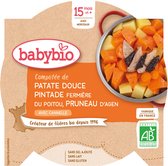 Babybio Biologische Parelhoen-pruim-zoete-aardappelcompote 15 Maanden en Ouder 260 g
