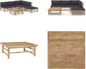 vidaXL 6-delige Loungeset met donkergrijze kussens bamboe - Tuinset - Tuinsets - Loungeset - Loungesets