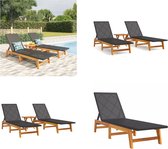 vidaXL 3-delige Loungeset poly rattan en massief acaciahout - Loungeset - Loungesets - Lounge Set - Tuinset