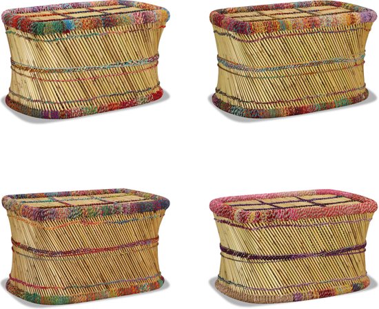 vidaXL Salontafel met chindi details bamboe meerkleurig - Salontafel - Salontafels - Koffie Tafel - Koffie Tafels