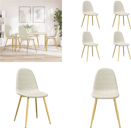 vidaXL Chaises de salle à manger 4 pcs Velours Crème - Chaise de salle à manger - Chaises de salle à manger - Chaise - Chaises