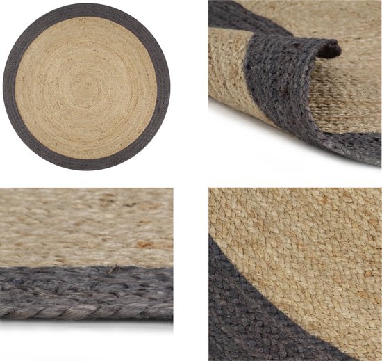 VidaXL Vloerkleed handgemaakt met grijze rand 210 cm jute
