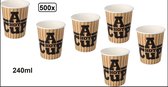 500x Big Koffiebeker A Hot Cup 240ml - Koffie thee chocomel soep latte warme drank water beker karton