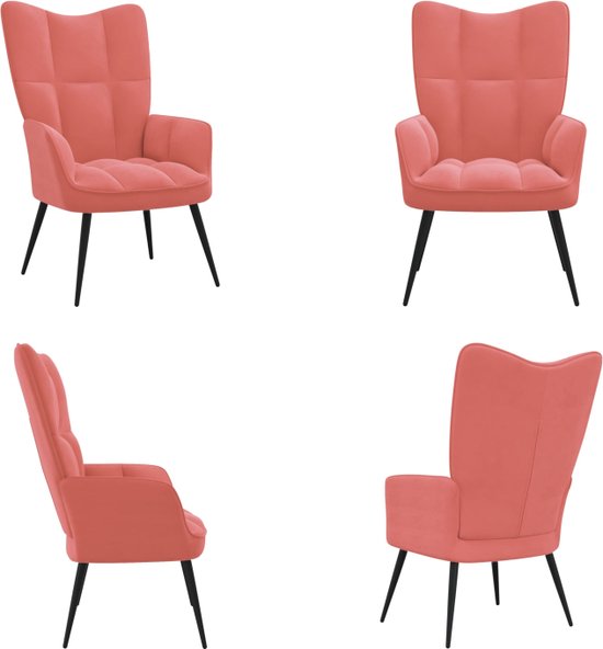 vidaXL Kantoorstoel fluweel roze