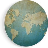 Artaza Forex Muurcirkel Oude Wereldkaart - 70x70 cm - Wandcirkel - Rond Schilderij - Wanddecoratie Cirkel - Muurdecoratie