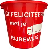Cadeau Emmer-Gefeliciteerd met je Vrachtwagen Rijbewijs-5 Liter-Rood-Cadeau-Geschenk-Gift-Kado-Geslaagd