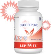 D2000 Pure | 120 plantaardige capsules | Immuunsysteem | Botstructuur | Optimale vitamine D-inname | Made in Belgium | LEPIVITS
