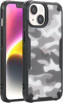 Geschikt voor iPhone 14 / 13 Hoesje - Cover Hoes - Stevige Bumpers - Backcover - Anti Shock - Telefoonhoesje - Hybrid X Fonu - Camo Case - Camouflage - Legerprint