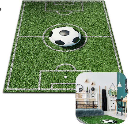 MIRO® Speel Tapijt Voetbalveld - Voetbal Tapijt - Kinderen - Speelmat - Vloerkleed - Speelkleed - Kinderkamer - Anti Slip - XL - 120 x 160 CM - Voetbal