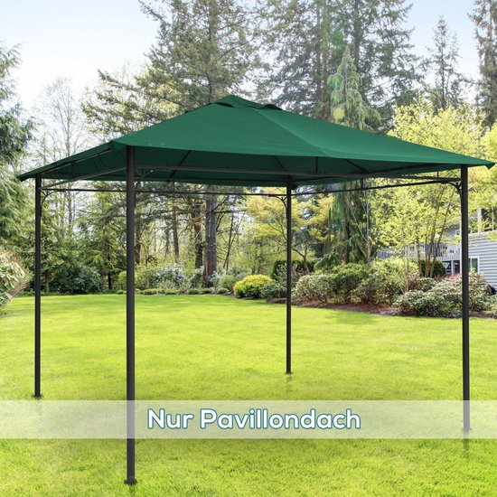 Vervangend dak universeel voor paviljoen 3x3 M kleur groen PVC gecoat waterdicht 220 gr. polyester met luchtluk