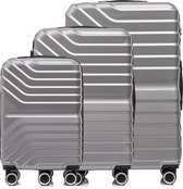 Kofferset 3-delig - Zilver-Grijs - Complete kofferset - Draaibare wielen - 37L Handbagage + 65L en 99L Ruimbagage