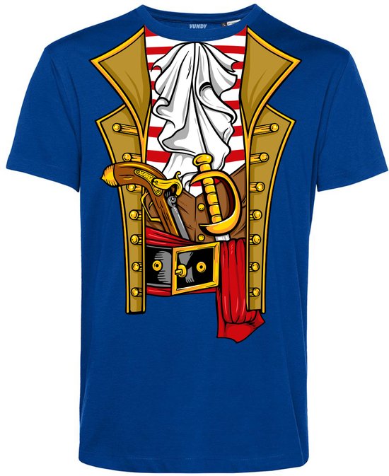 T-shirt Piraten Kostuum | Carnavalskleding heren | Carnaval Kostuum | Foute Party | Blauw | maat 3XL