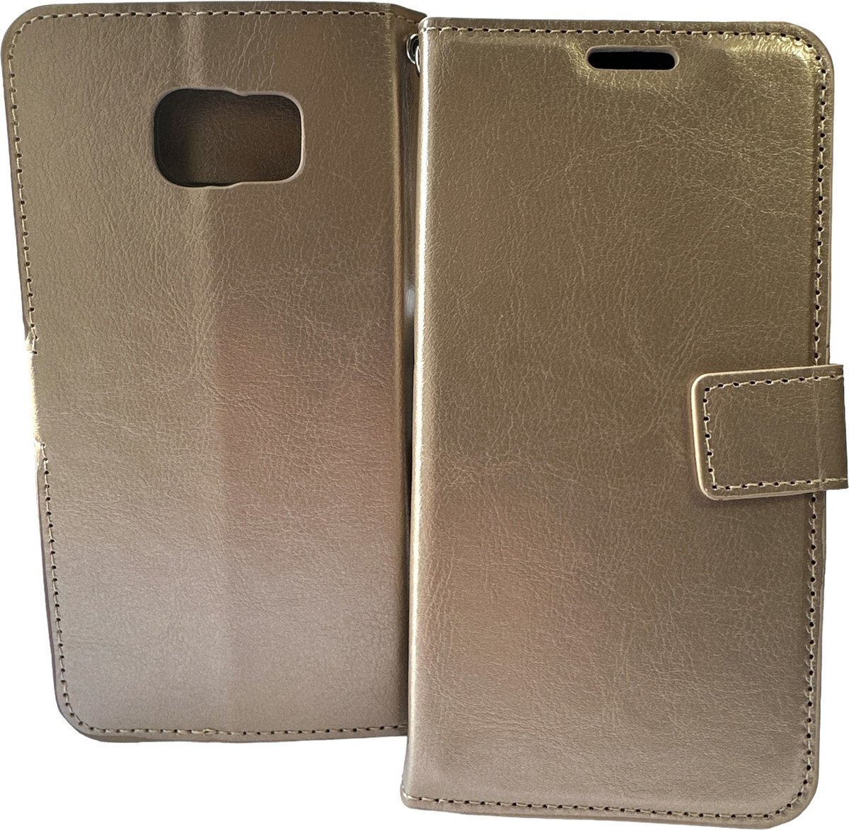 Portemonnee Book Case Hoesje Geschikt voor: Samsung Galaxy S6 Edge - Goud