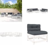 vidaXL 10-delige Loungeset met kussens massief hout wit - Loungeset - Loungesets - Lounge Set - Tuinset