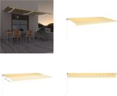 vidaXL Luifel automatisch met LED en windsensor 600x350 cm geel en wit - Uitschuifbare Luifel - Uitschuifbare Luifels - Uittrekbare Luifel - Uittrekbare Luifels