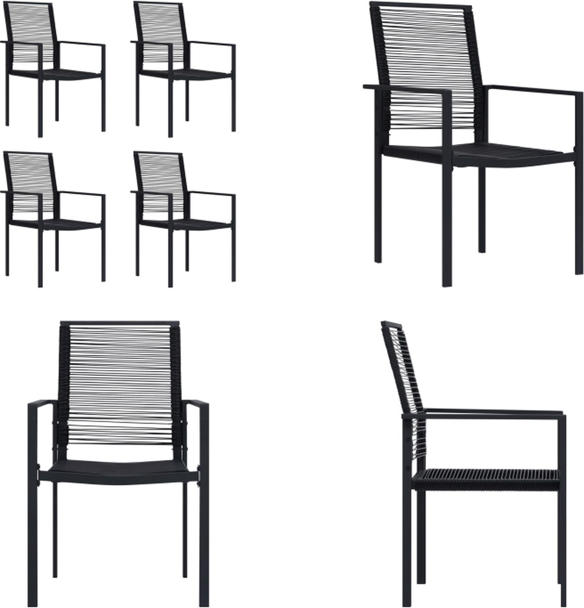 VidaXL Tuinstoelen 4 st PVC-rattan zwart Zitstoel Zitstoelen Stoel Stoelen