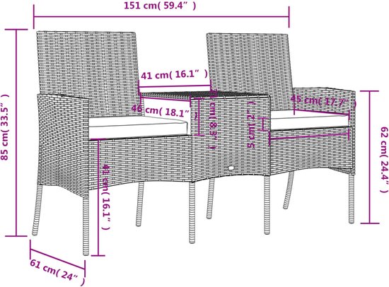 vidaXL Tuintafel Tuin Tafel Tuintafels Tuinmeubel Buitenmeubel Meubilair Tafels Buitentafel Meubel Tafeltje Poly Rattan en Glas Grijs