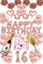 FeestmetJoep® 16 jaar verjaardag versiering & ballonnen - Rose goud