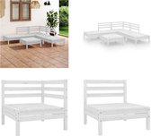 vidaXL 6-delige Loungeset massief grenenhout wit - Loungeset - Loungesets - Tuinset - Tuinsets