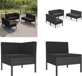 vidaXL 6-delige Loungeset met kussens poly rattan zwart - Loungeset - Loungesets - Lounge Set - Lounge Sets