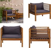 vidaXL Chaise de jardin avec coussins gris foncé Bois d'acacia massif - Chaise de jardin - Chaises de jardin - Fauteuil de Jardin - Fauteuils de Jardin