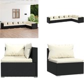 vidaXL 7-delige Loungeset met kussens poly rattan zwart - Loungeset - Loungesets - Tuinsets - Poly Rattan Loungeset