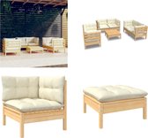 vidaXL 7-delige Loungeset met crèmekleurige kussens massief grenenhout - Loungeset - Loungesets - Lounge Set - Lounge Sets